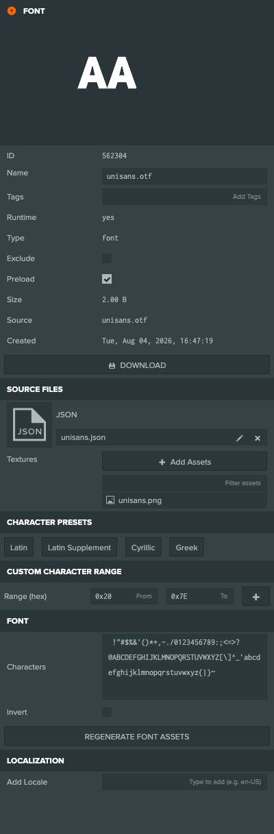 Font Asset